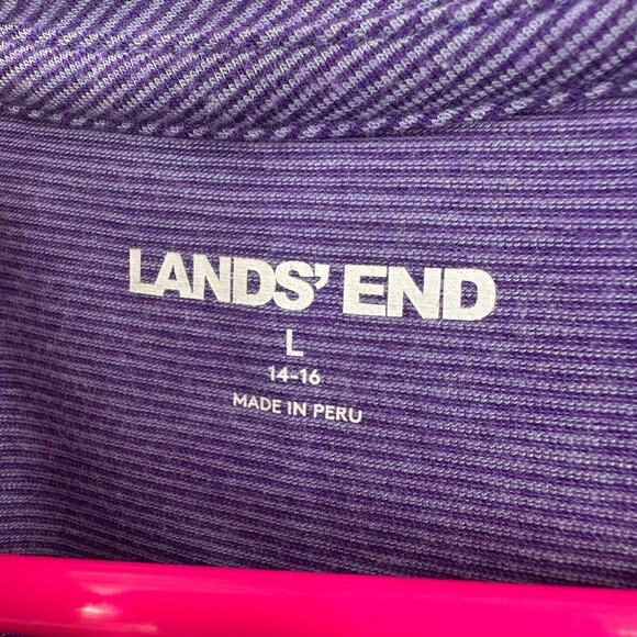 Lands' End Size Large 14-16 Tank Top Purple Striped Curved Hem‎ Shirt Blouse - Picture 5 of 6